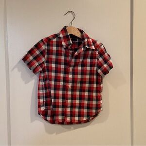 Ralph Lauren Red Black White Plaid Short-Sleeve Button-Down Shirt